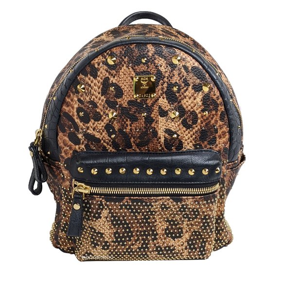 mcm leopard backpack